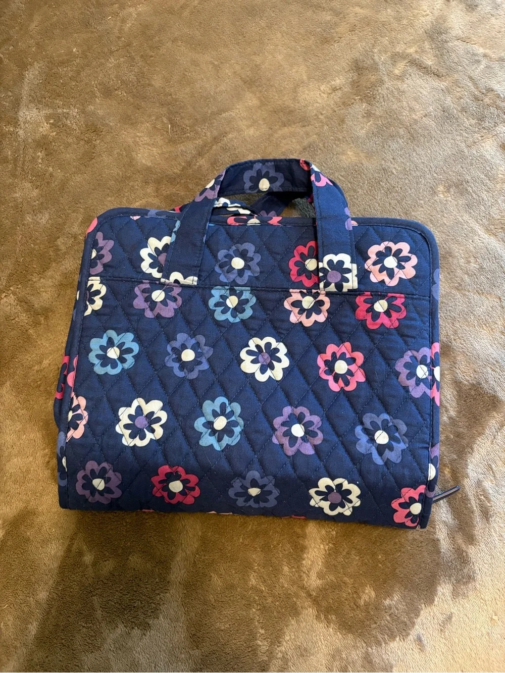 Vera Bradley Navy Floral Hanging Jewelry Organizer with Pink & Blue Flowers